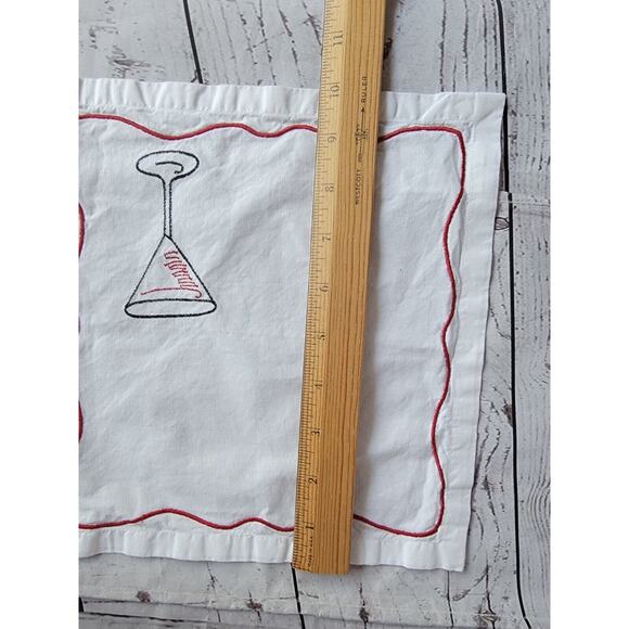 Pier 1 Cocktail Martini Napkins Set 4 Embroidered White Cotton - Picture 8 of 10